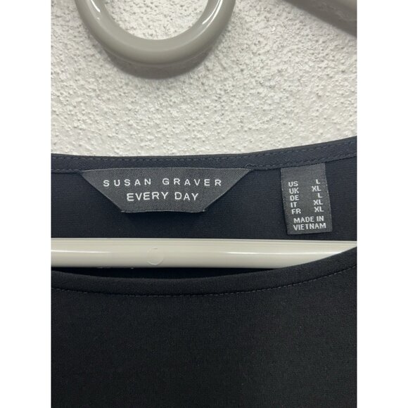 Susan Graver Womens Everyday Top Asymmetrical Tunic Large Black Liquid Knit - Picture 5 of 6